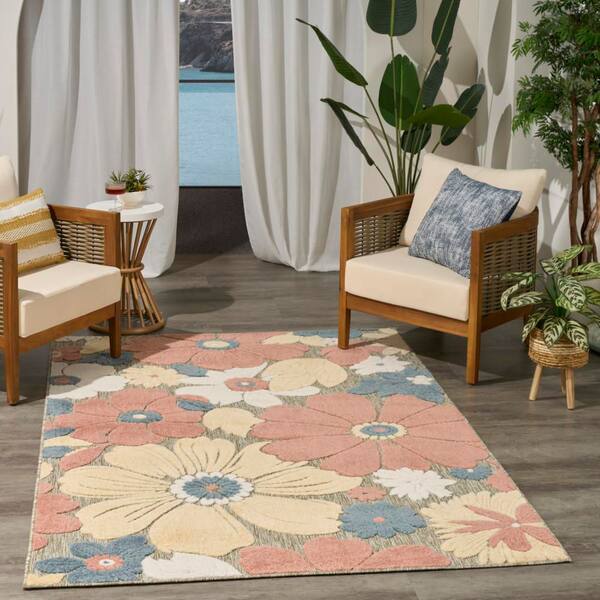 Nourison Aloha Rose 5 ft. x 8 ft. Floral Contemporary Area Rug