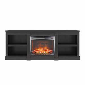 Baileywick Black Oak TV Stand Fits TVs up to 75 in. with Electric Fireplace