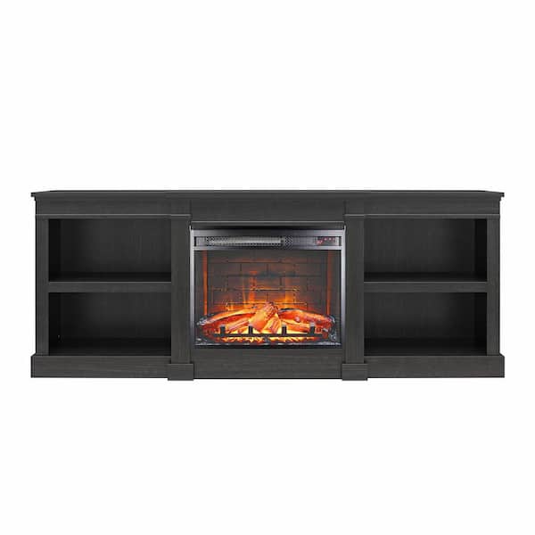 Ameriwood Home Baileywick Black Oak TV Stand Fits TVs up to 75 in. with Electric Fireplace