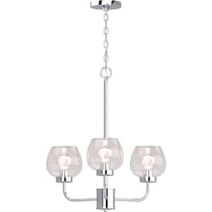 Aria 3-Light Polished Nickel Indoor Hanging Chandelier with Clear Glass Shade