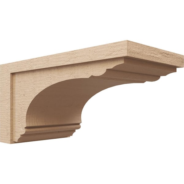 Ekena Millwork 12 in. x 12 in. x 24 in. Wide Warren Rough Cedar Woodgrain TimberThane Corbel, Primed Tan