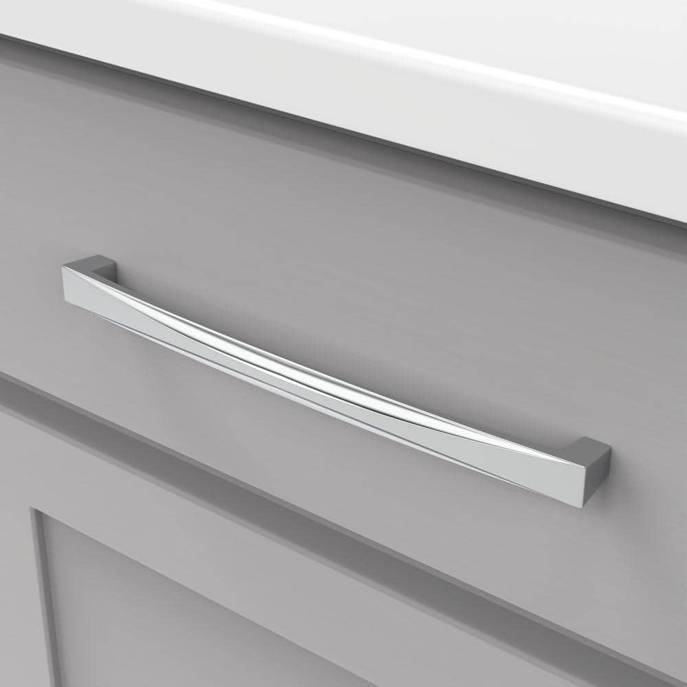 Chrome Modern Bar Handle with Mounting Hardware