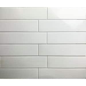 American Country White Large Format Subway 4 in. x 16 in. Textured Glass Wall Tile (4 sq. ft./Case)