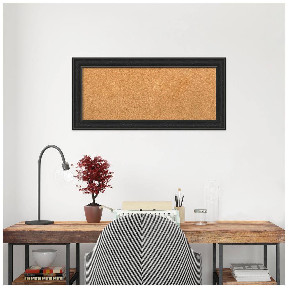 Shipwreck Black Narrow Framed Natural Corkboard 34" x 16"