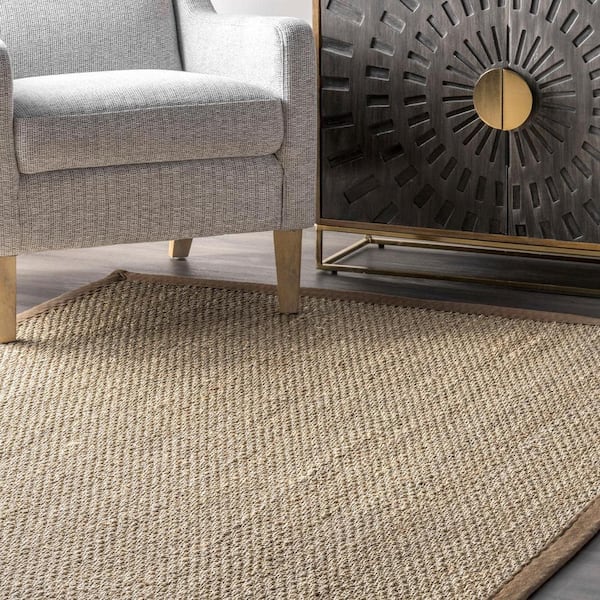 Elijah Seagrass with Border Brown Doormat 3 ft. x 5 ft. Area Rug