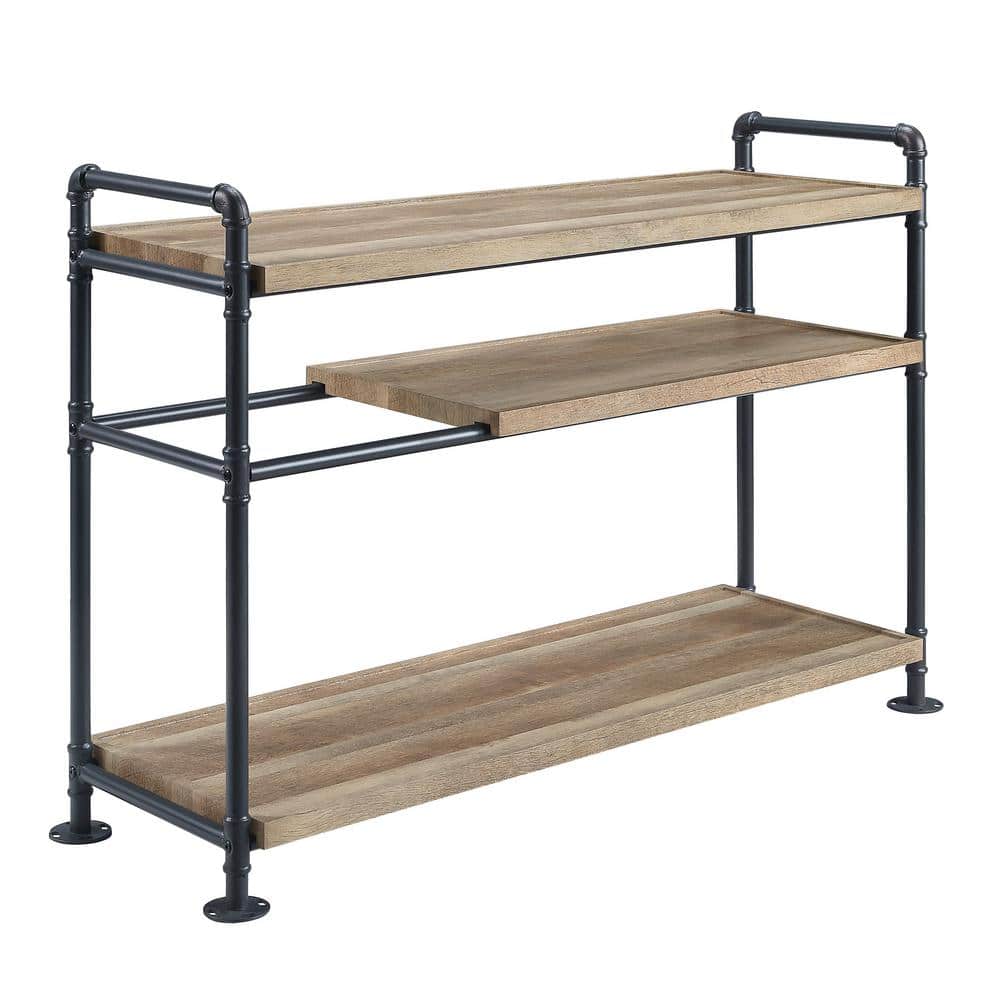 Modern Farmhouse Rustic Black Metal and Oak Wood 48" Bookshelf