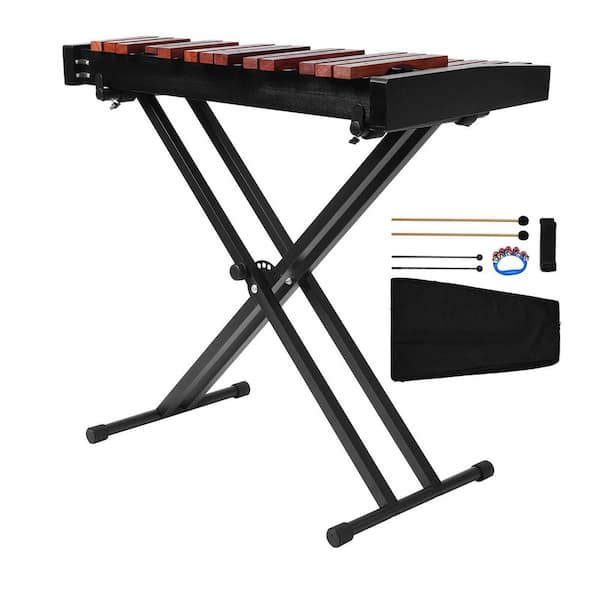 Glockenspiel Xylophone, 32 Notes, Wooden Professional Xylophone Percussion Instrument, with Height Adjustable Stand