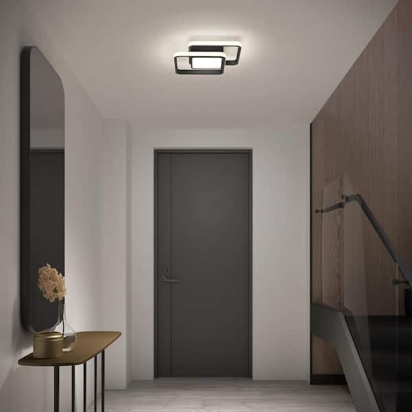 Romeson 11 in. 1 Light Black 5CCT Integrated Selectable LED Flush Mount Ceiling Light