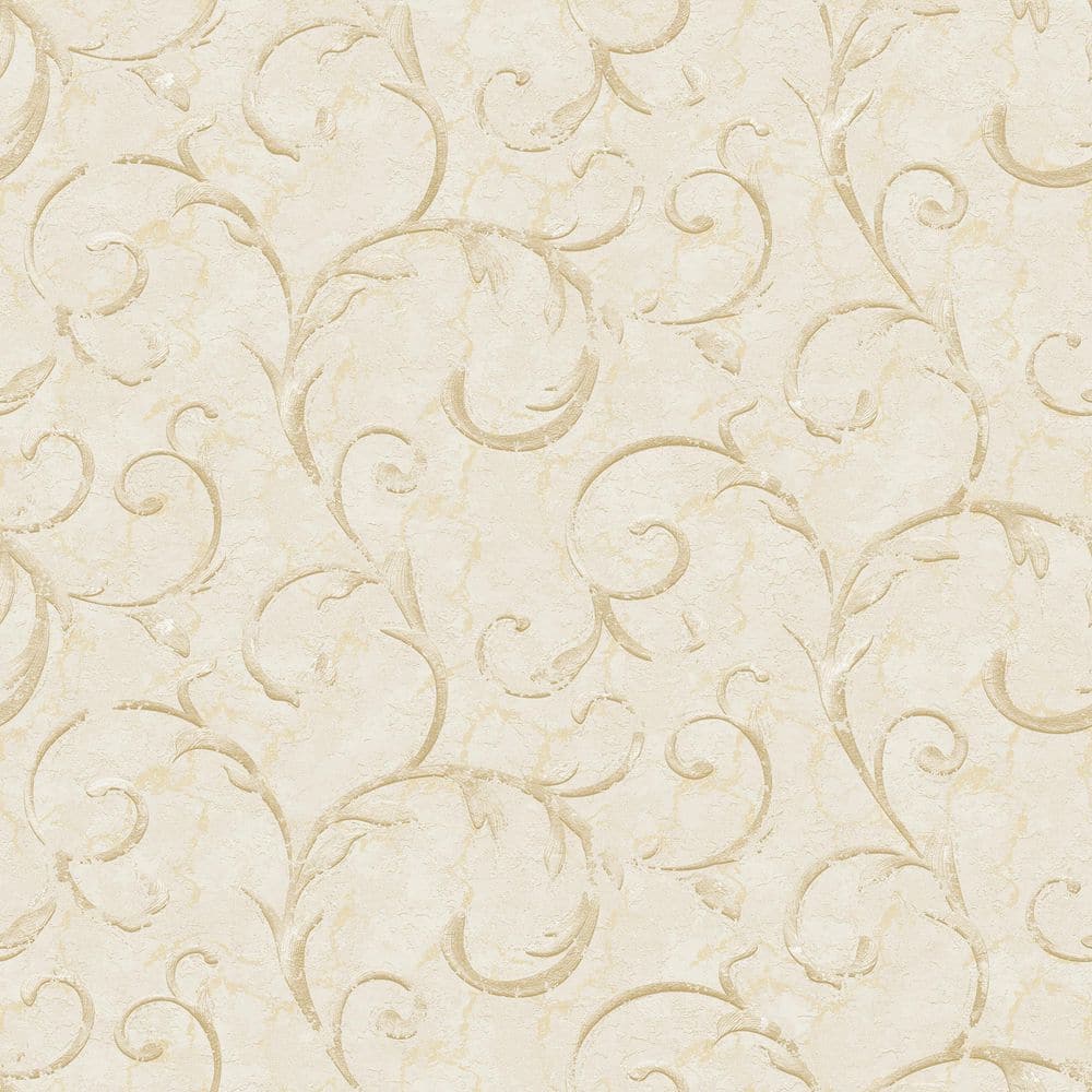 Palazzo 2 Collection Gold Scroll Damask Vinyl on Non-woven Non-pasted Wallp