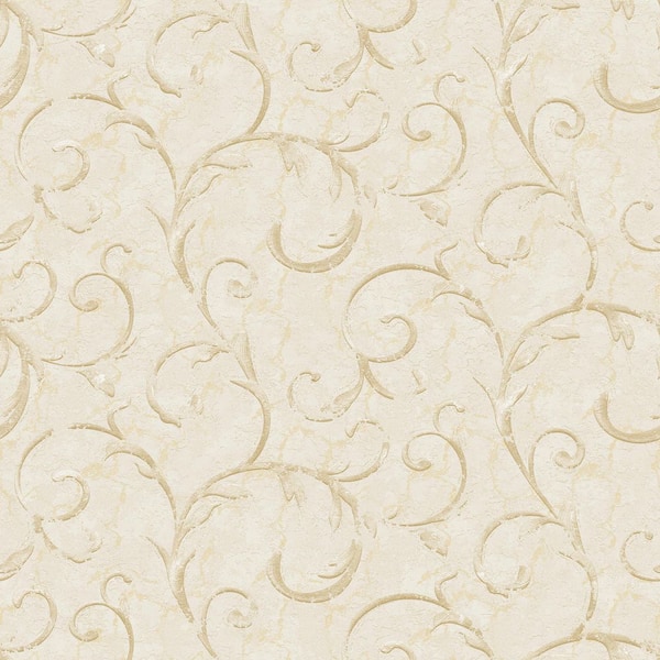 Unbranded Palazzo 2 Collection Gold Scroll Damask Vinyl on Non-woven Non-pasted Wallpaper Roll