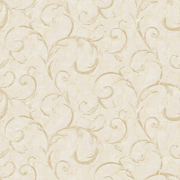 Unbranded Palazzo 2-Collection Gold Scroll Damask Vinyl on Non-woven Non-pasted Wallpaper Sample