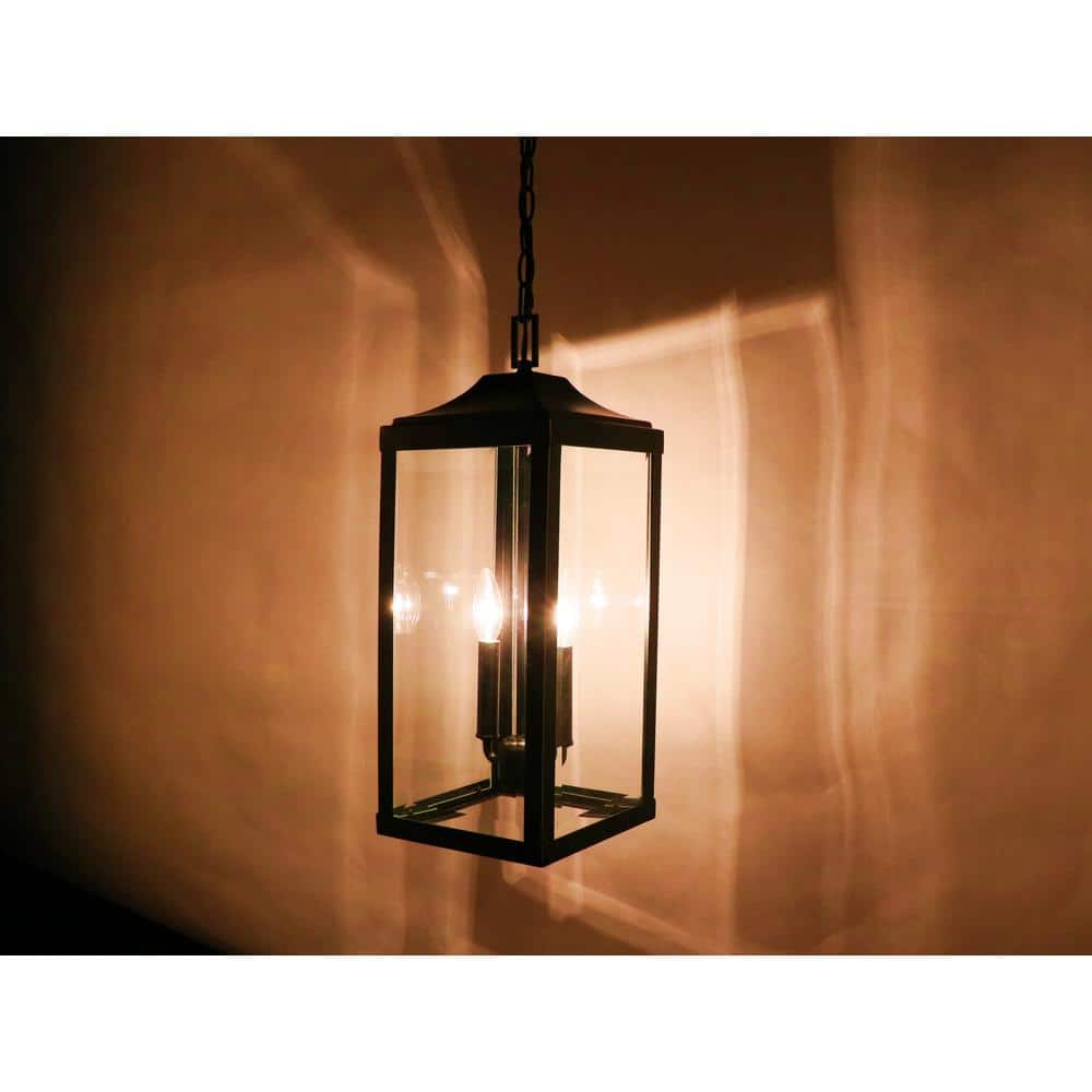 Imperial Black Glass Outdoor Hanging Lantern, 20.2"