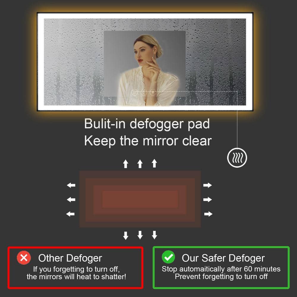 Oversized Matte Black Aluminum Frameless LED Vanity Mirror