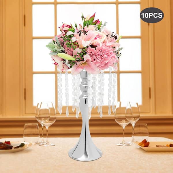  6 Pcs 21.3 inches Tall Crystal Flower Stand Wedding Road Lead  Tall Flower Holders Centerpiece Crystal Flower Chandelier Metal Flower Vase  for Reception Tables Wedding Supplies : Home & Kitchen