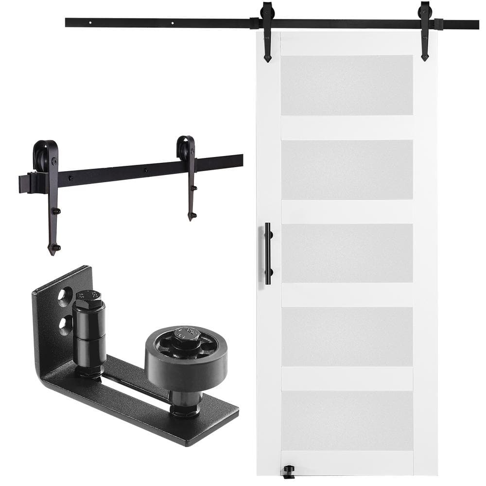 VEVOR Barn Door and Hardware Kit, 30 in. x 84 in. x 1.38 in. Wood and Glass Sliding Barn Door, Access Door