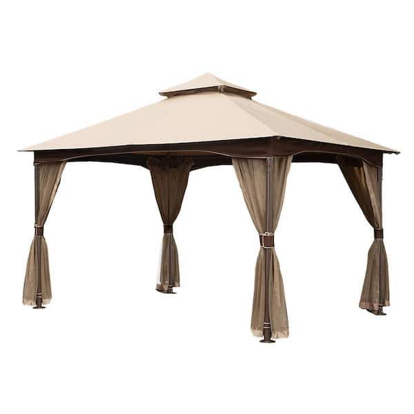 maocao hoom 10 ft. x 13 ft. khaki Outdoor Gazebo with Mosquito Netting ...