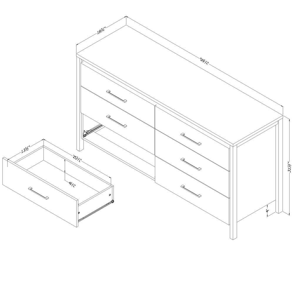 Natural Ash Double 6-Drawer Dresser with Slim Handles