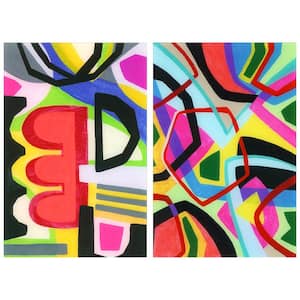 "Bold Shape Shift I & II" on Frameless Free-Floating Reverse Unframed Printed Tempered Art Glass, 36 in. x 24 in