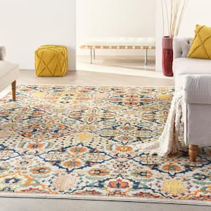 Allur Ivory Multicolor 9 ft. x 12 ft. Bohemian Transitional Area Rug