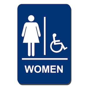 6 in. x 9 in. Women Accessible Braille for Latch Side of Door Sign