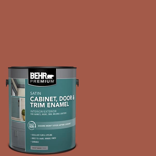 BEHR PREMIUM 1 gal. #PPU2-15 Cajun Red Satin Enamel Interior/Exterior Cabinet, Door & Trim Paint