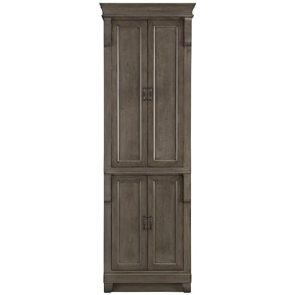 Home Decorators Collection Naples 24 in. W x 74 in. H x 17 in. D Bathroom Linen Cabinet in Distressed Grey