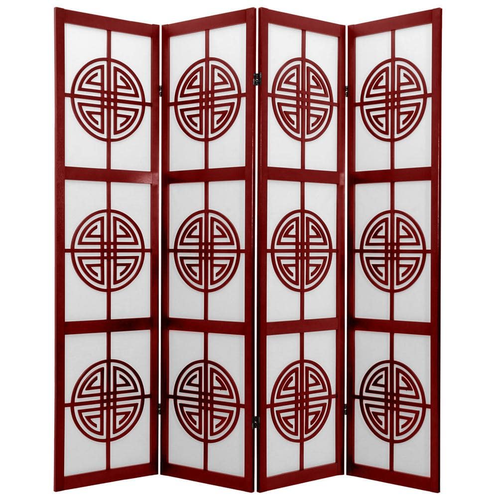 Oriental Furniture 6 ft. Rosewood 4-Panel Room Divider CLL-4P-RWD - The ...