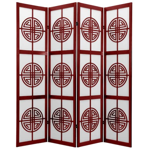 6 ft. Rosewood 4-Panel Room Divider