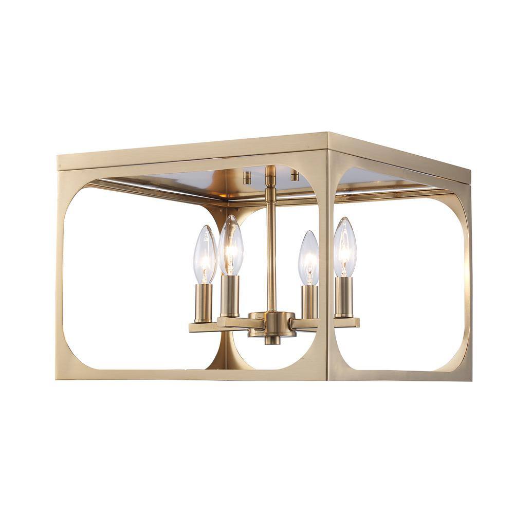 Antique Gold Metal Cage Flush Mount Ceiling Light