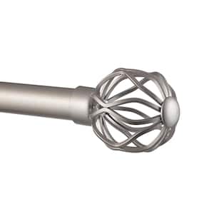 Ogee 66 in. - 120 in. Adjustable 1 in. Single Curtain Rod Kit in Matte Silver with Finial