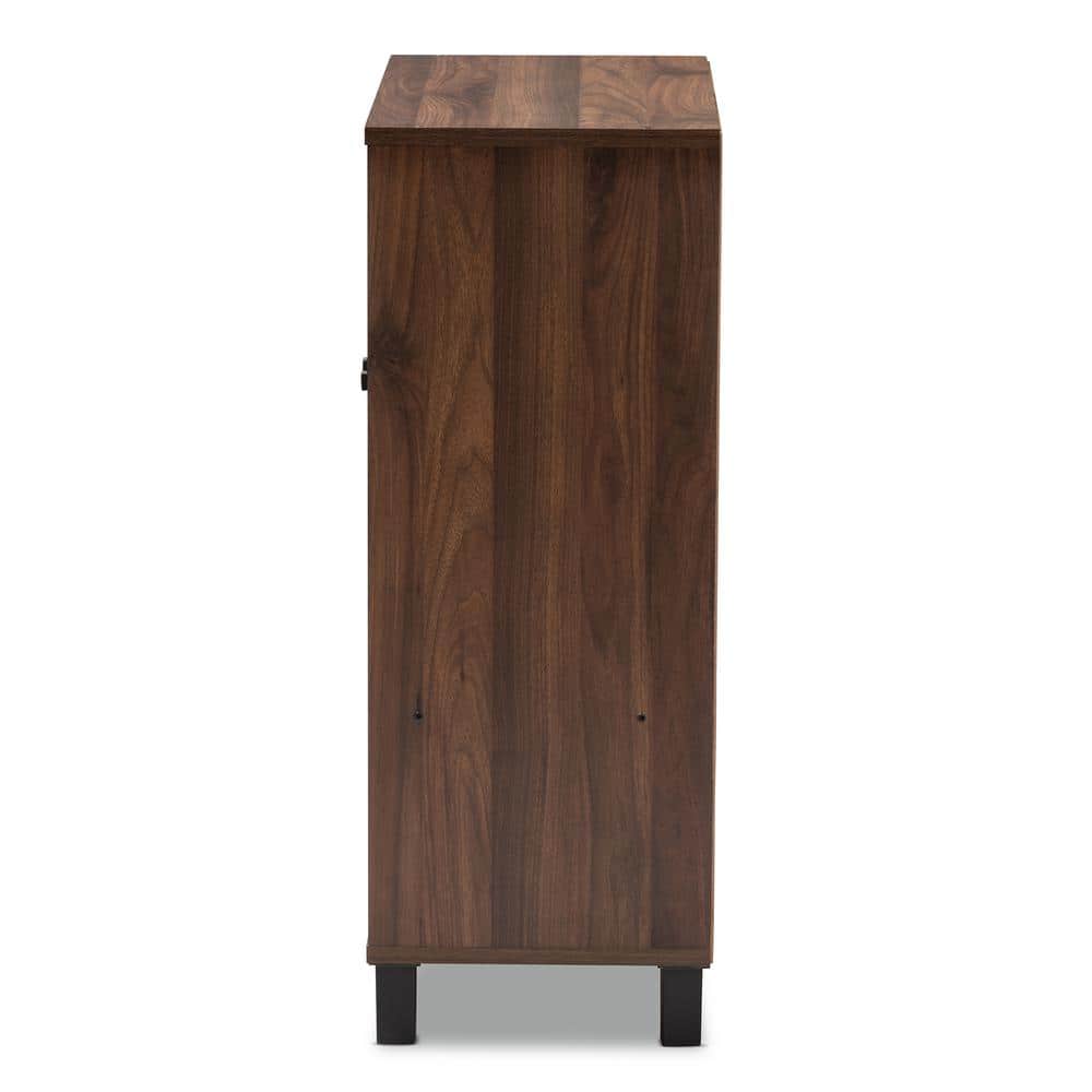 Walnut Brown 2-Door Wood Entryway Shoe Storage Cabinet