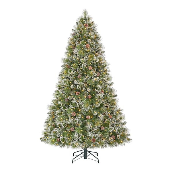 Home Accents Holiday 7.5 ft. Pre-Lit LED Sparkling Amelia Frosted Pine ...