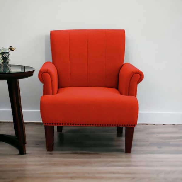 HomeRoots Orange Arm Chair Set of 1 with Nailhead Trim