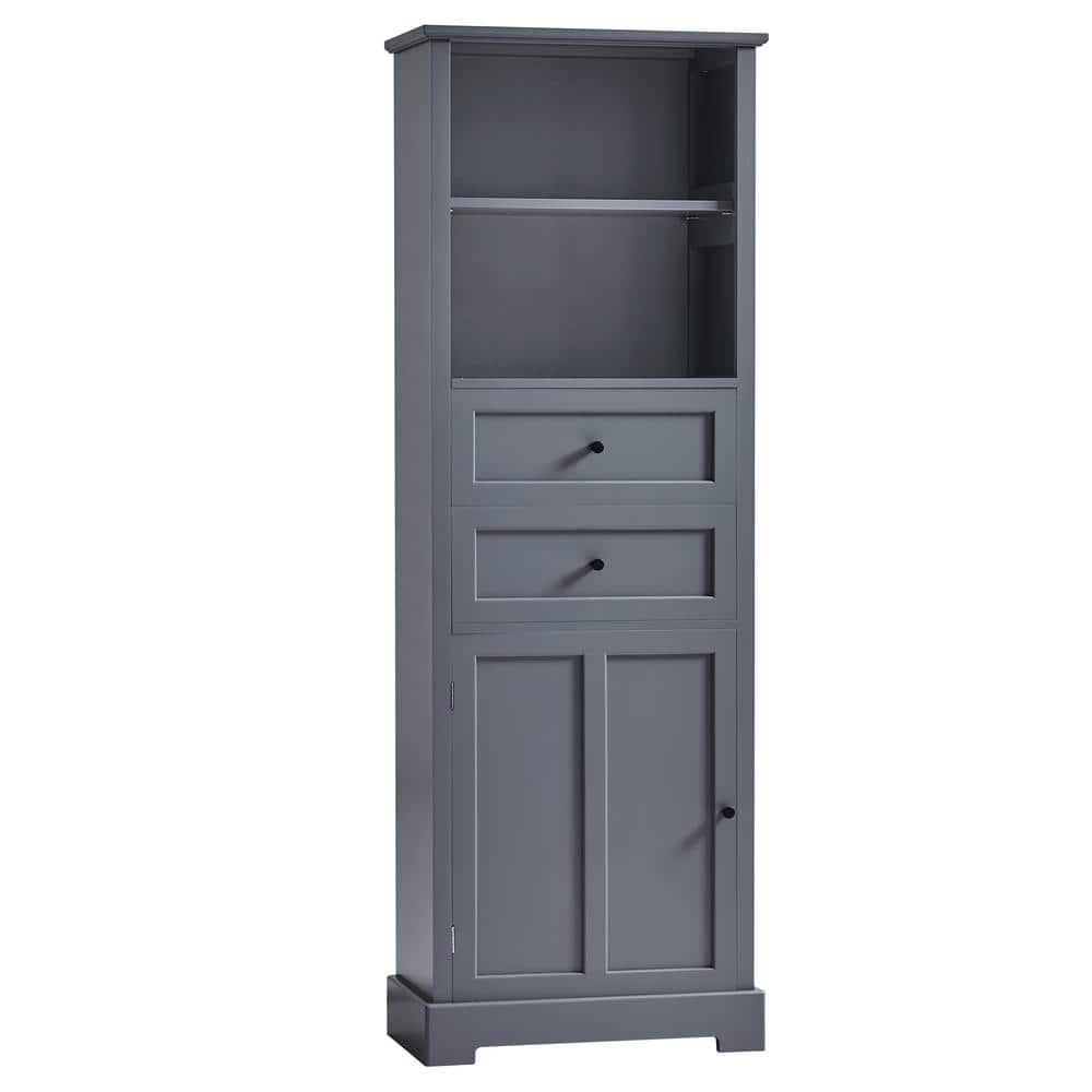 Freestanding 22 in. W x 12 in. D x 66 in. H Gray Linen Cabinet Bathroom ...