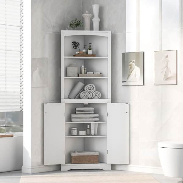 Ambyr 17'' W x 55'' H x 11'' D Free-Standing Bathroom Shelves