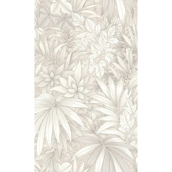 Walls Republic White Jungle Leaves Botanical Textured Print Non-Woven Non-Pasted Textured Wallpaper 57 sq. ft.