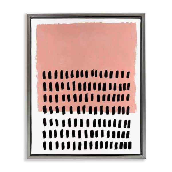 Stupell Industries Pink Dotted Pattern by Michael Willett Gray Floater Frame Abstract Graphic Art Print 31 in. x 25 in.