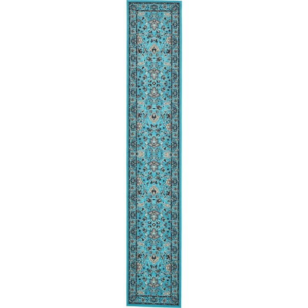Unique Loom Sialk Hill Washington Turquoise 3' 0 x 16' 5 Runner Rug