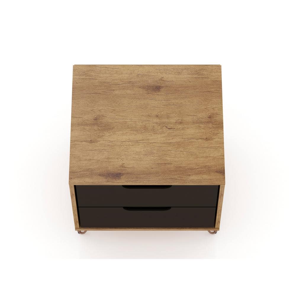Mid-Century Modern Nature and Textured Grey 2-Drawer Nightstand Set