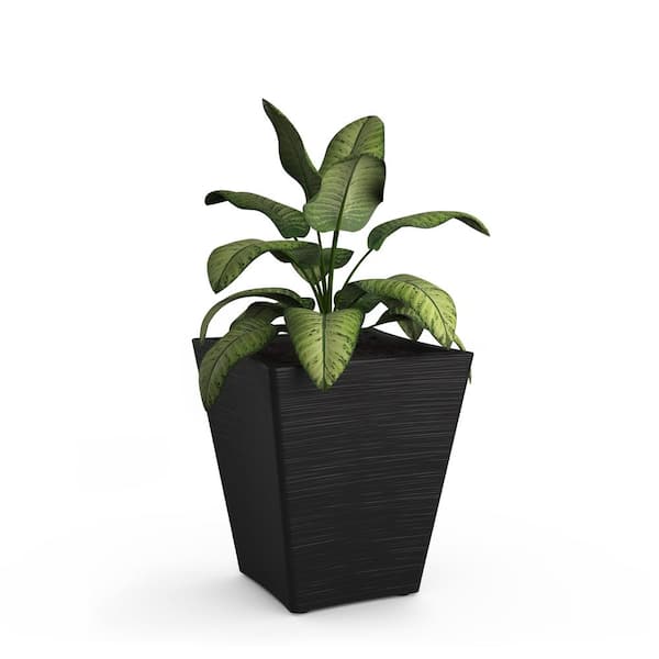 Mayne Bristol 18 in. Square Self-Watering Black Resin Polyethylene Planter