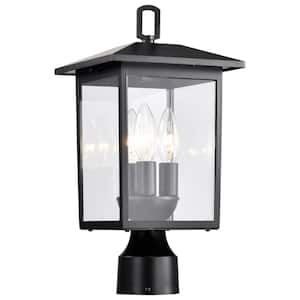 Jamesport 3-Light Matte Black Aluminum Hardwired Outdoor Weather Resistant Post Light Set with No Bulbs Included