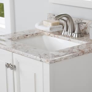 25 in. W x 22 in. D Cultured Marble White Rectangular Single Sink Vanity Top in Rustic Gold
