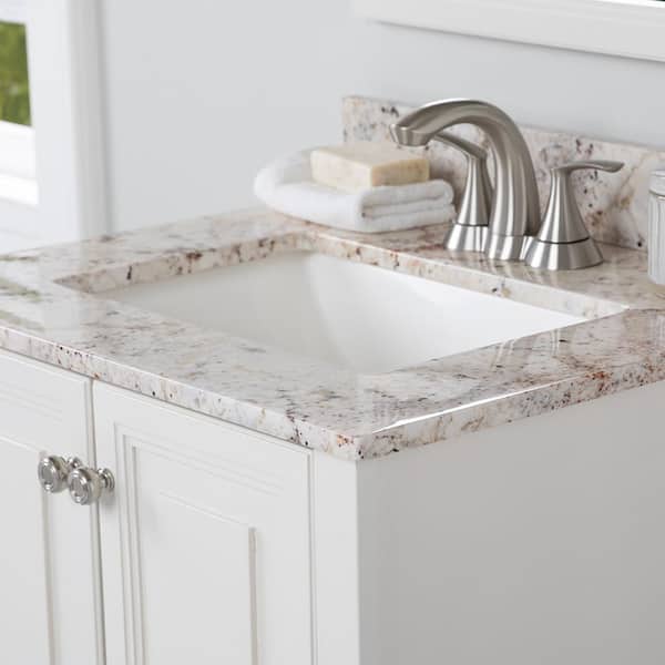 Home Decorators Collection 25 in. W x 22 in. D Cultured Marble White Rectangular Single Sink Vanity Top in Rustic Gold
