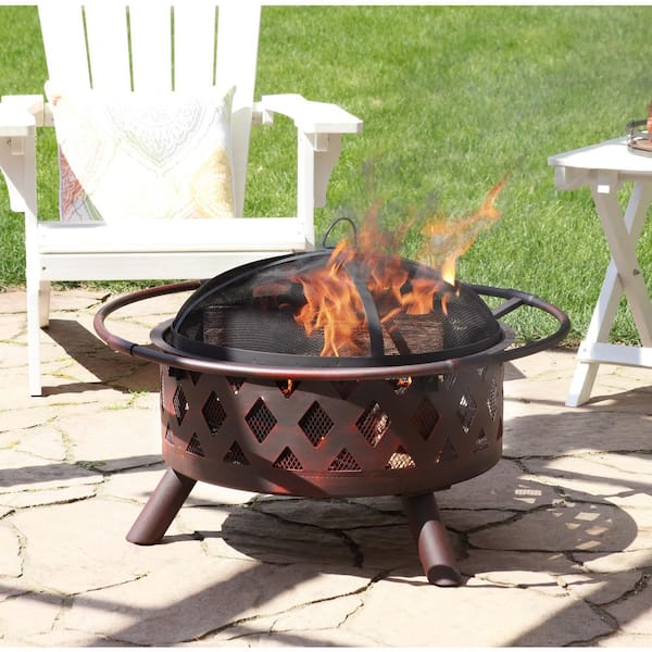 Round Bronze Wood Burning Fire Pit, Heb Outdoor Fire Pits