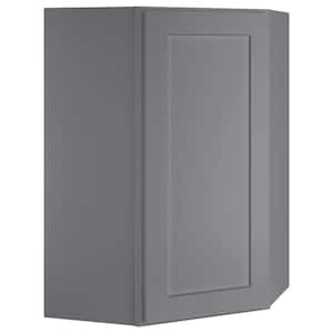 24 in. x 30 in. x 24 in. Shaker Gray Plywood Wall Diagonal Shaker Style Stock Corner Kitchen Cabinet