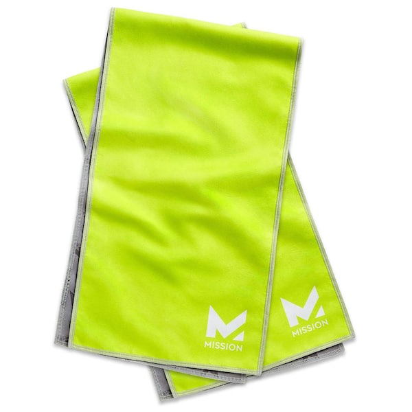 Mission Hydro Active 2 pack 8 in. x 30 in. High Vis Green Microfiber Small Cooling Towel