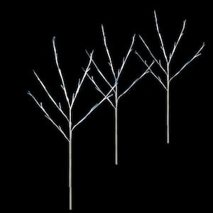 3 Count 29 in. H 60-Light Blue LED Twig Tree Pathmarkers