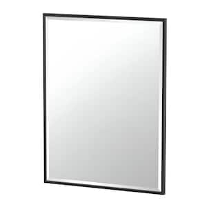 Flush 24.5 in. W x 32.5 in. H Rectangular Framed Wall Bathroom Vanity Mirror in Matte Black