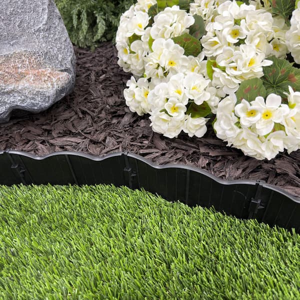 Dig-Free 20 ft. x 6 in. Black Plastic Poundable Scalloped Landscape Edging