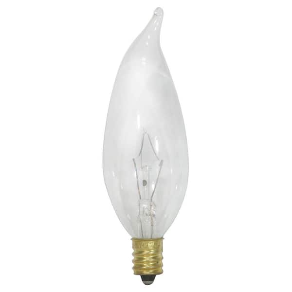 Globe Electric 25-Watt Flame Tip Clear Incandescent Candelabra Base Chandelier Light Bulb (6-Pack)